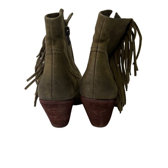 Sam Edelman | Women's "Louie" Olive Green Suede Fringe Ankle Boots Size 9.5 - Picture 5 of 13